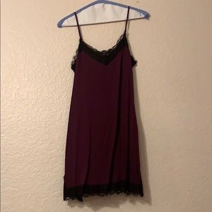 Lace trimmed slip dress